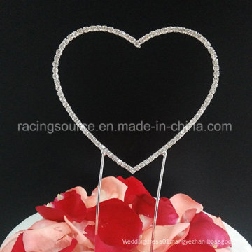 Renaissance Single Heart Wedding Cake Topper Rhinestone Heart